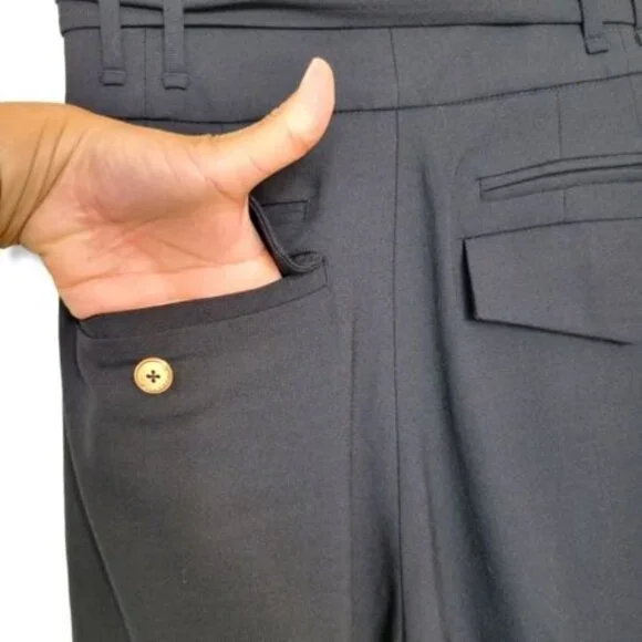 ANTHROPOLOGIE Leifsdottir Wide Leg High Rise pleated cuffed Pants Size 10 Black